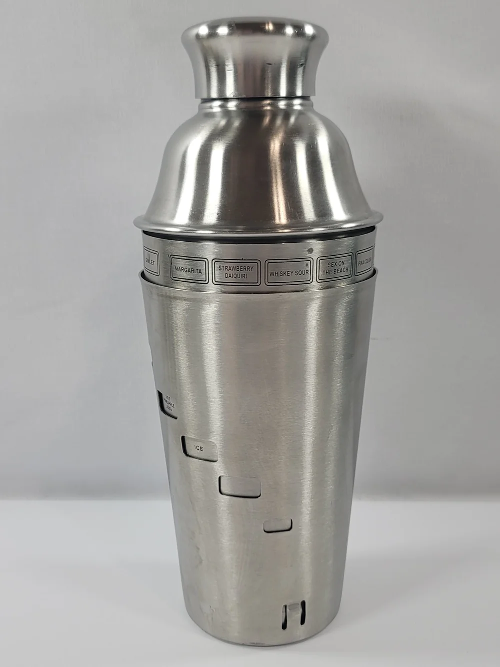 Dial A Drink Cocktail Shaker - Stainless Steel 15 Recipes Strainer